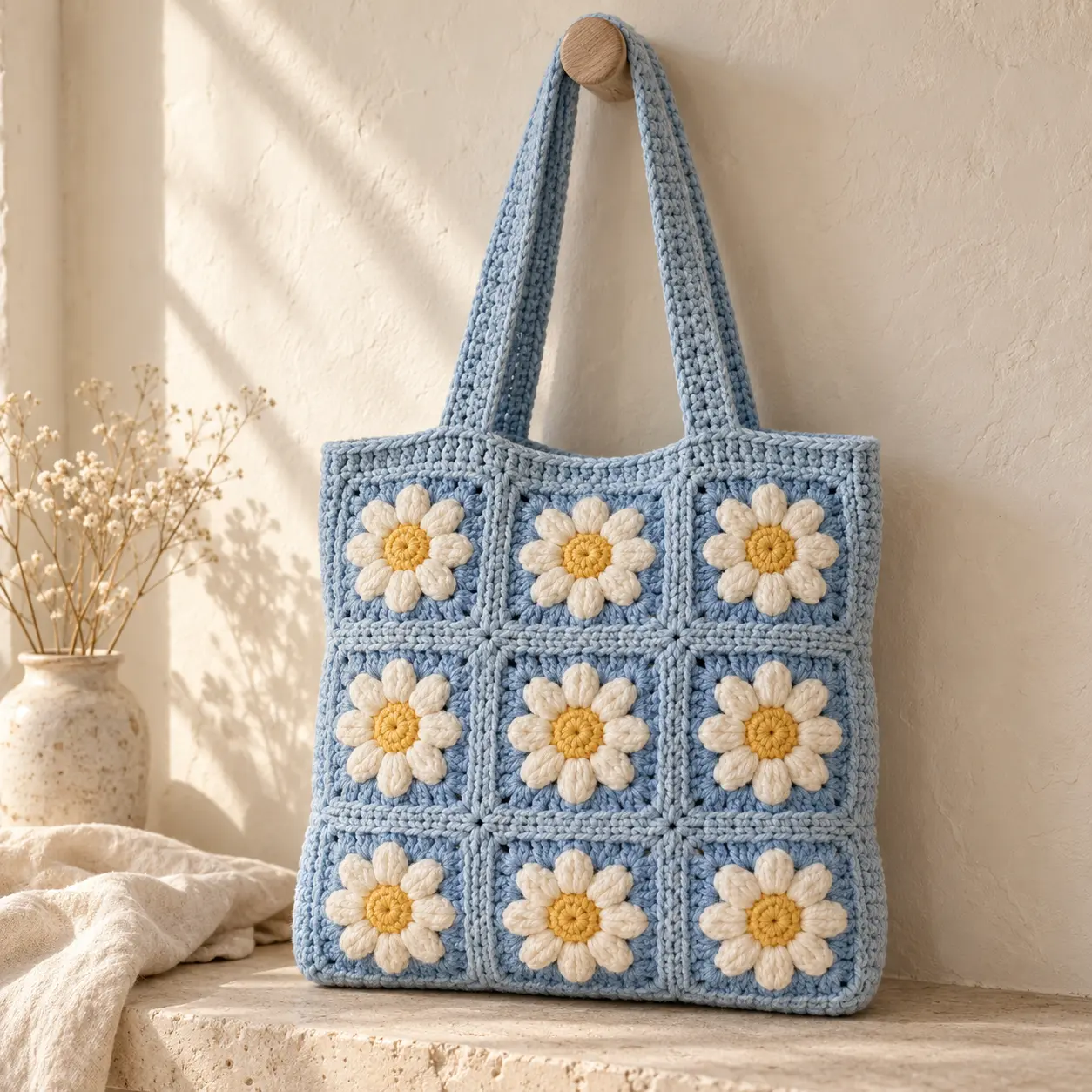 Daisy Granny Square Tote